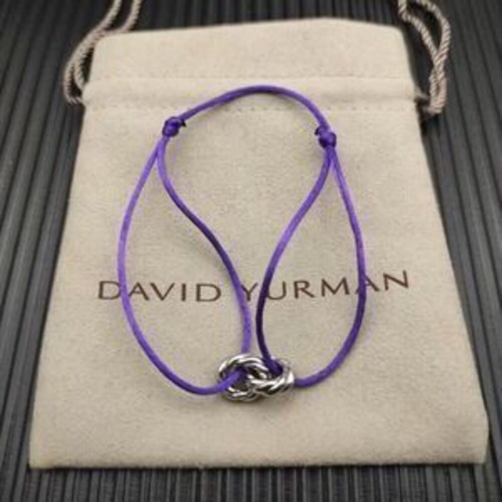 David Yurman Purple Double Ring Silver Nylon Rope Bracelet